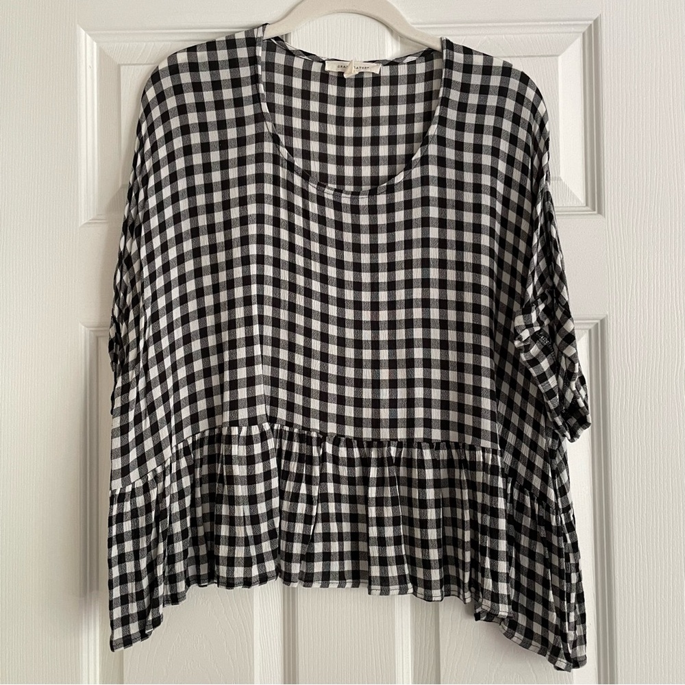 Piper & Scoot Gingham Peplum Blouse